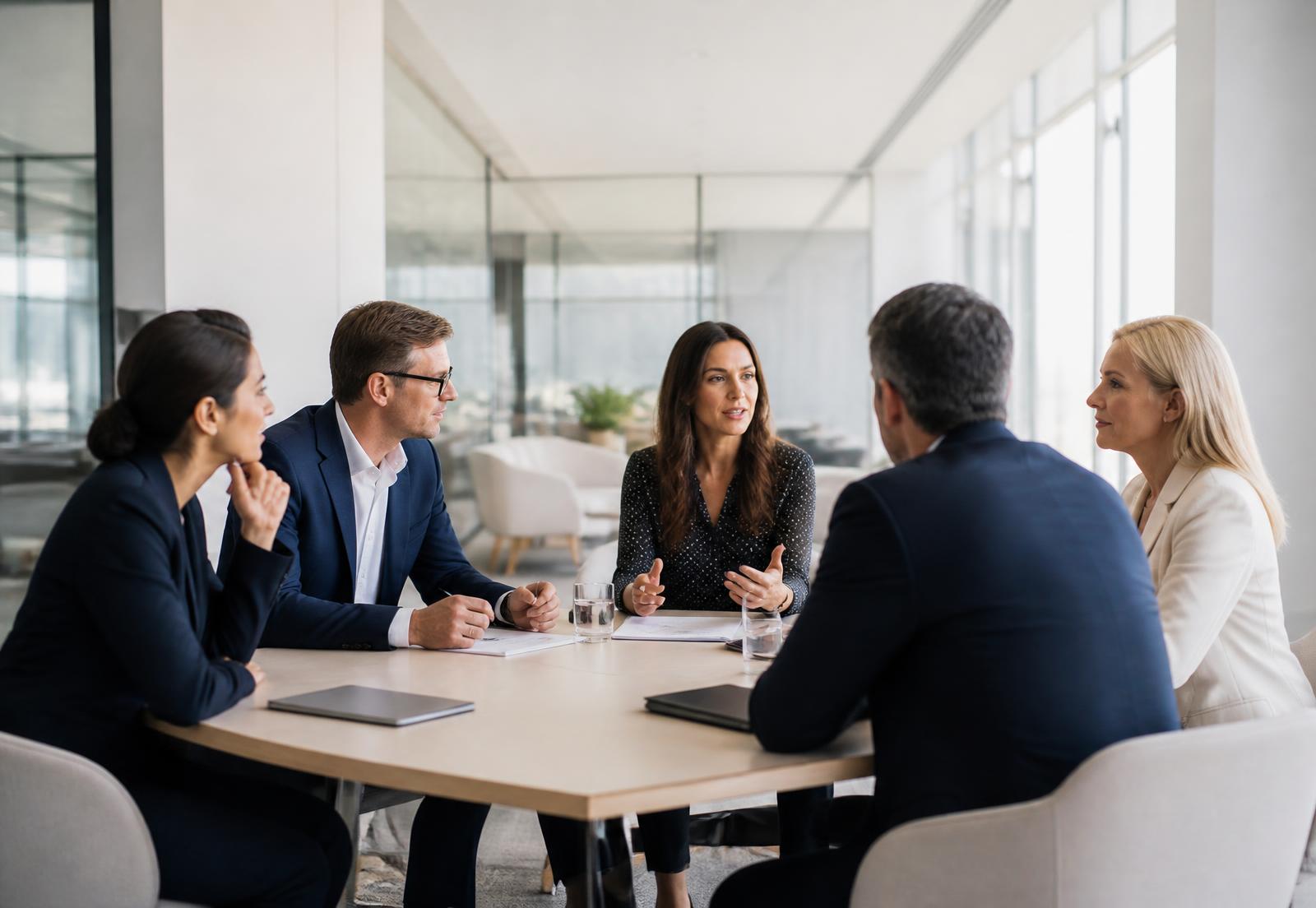 Equipo de consultores de Traza Consulting en reunión de trabajo